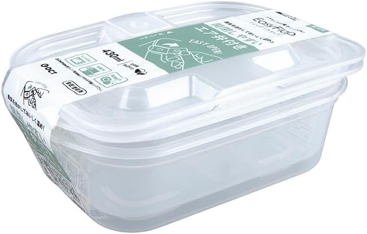 Daiso Easy Flap Container Set | White | 2 Pieces | 430ml Food Storage Containers for Kitchen Organization - Image 1